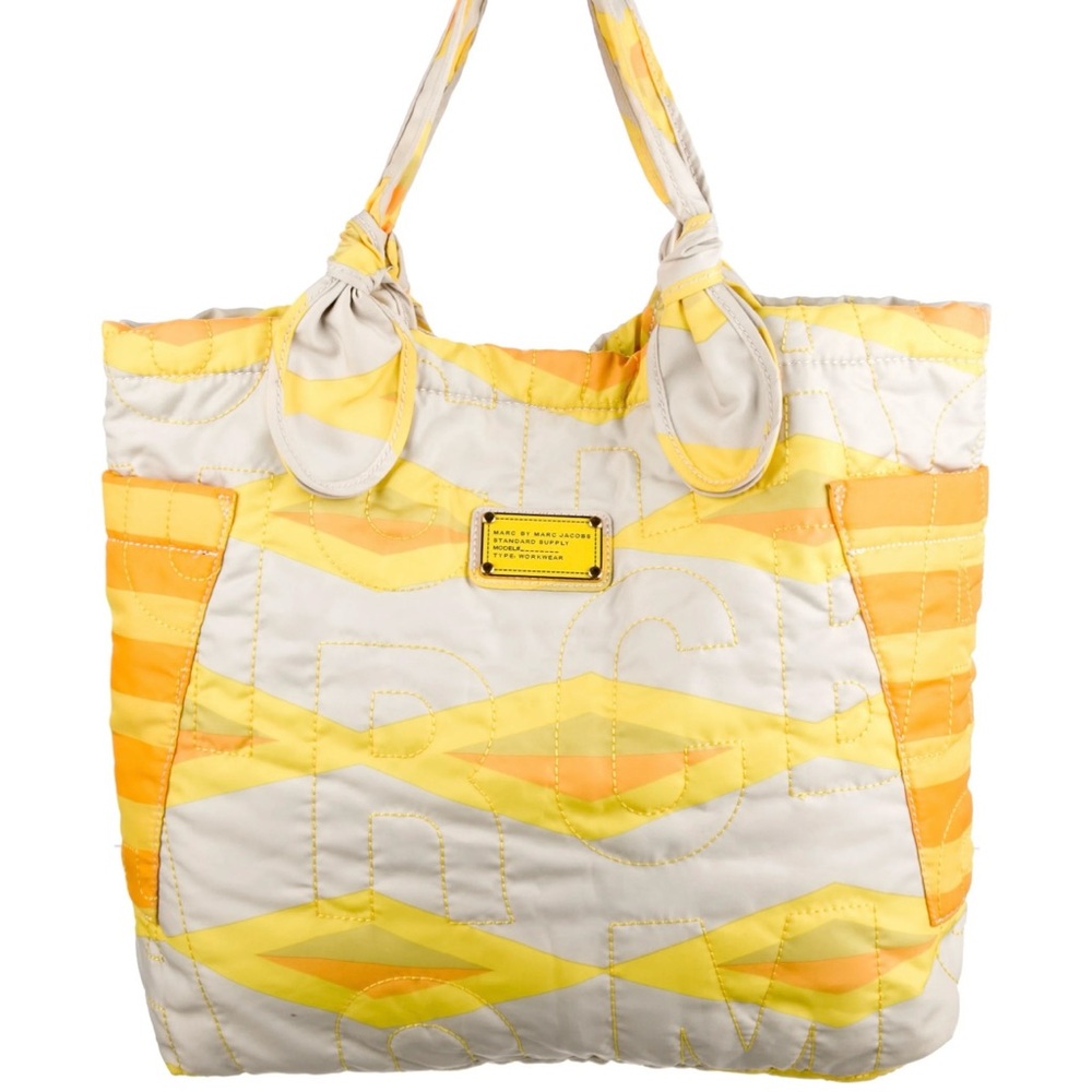 Marc by Marc Jacobs Yellow Orange Striped Quilted Tote